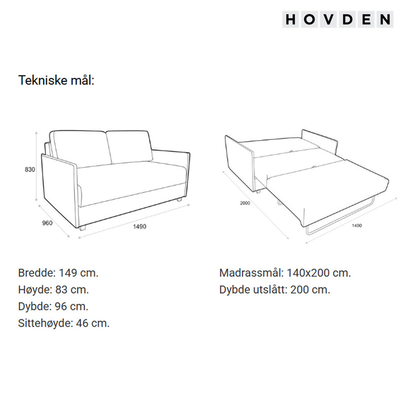 Hovden Smarty 140 Sovesofa