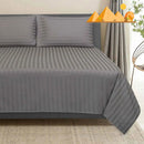 ( 2 Sæt ) Egyptisk Bomuld - Grå Stribet Sengelinned 140x200