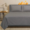 ( 2 Sæt ) Egyptisk Bomuld - Grå Stribet Sengelinned 140x200