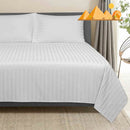 ( 2 Sæt ) Egyptisk Bomuld - Hvid Stribet Sengelinned 140x220