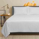 ( 2 Sæt ) Egyptisk Bomuld - Hvid Stribet Sengelinned 140x220