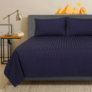 ( 1 Sæt ) Egyptisk Bomuld - Blå Stribet Sengelinned 200x220